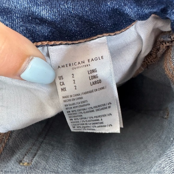 American Eagle Super Hi Rise Jegging Distressed Ripped Skinny Jeans Casual Denim - Picture 8 of 8